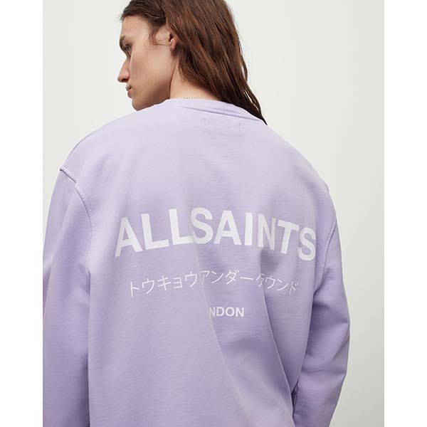 Allsaints Australia Mens Underground Oversized Crew Sweatshirt Lilac/White AU90-495